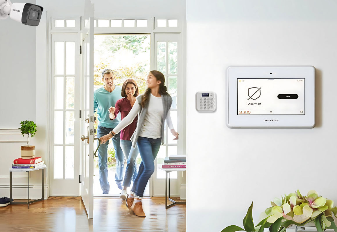 Parent checking security camera