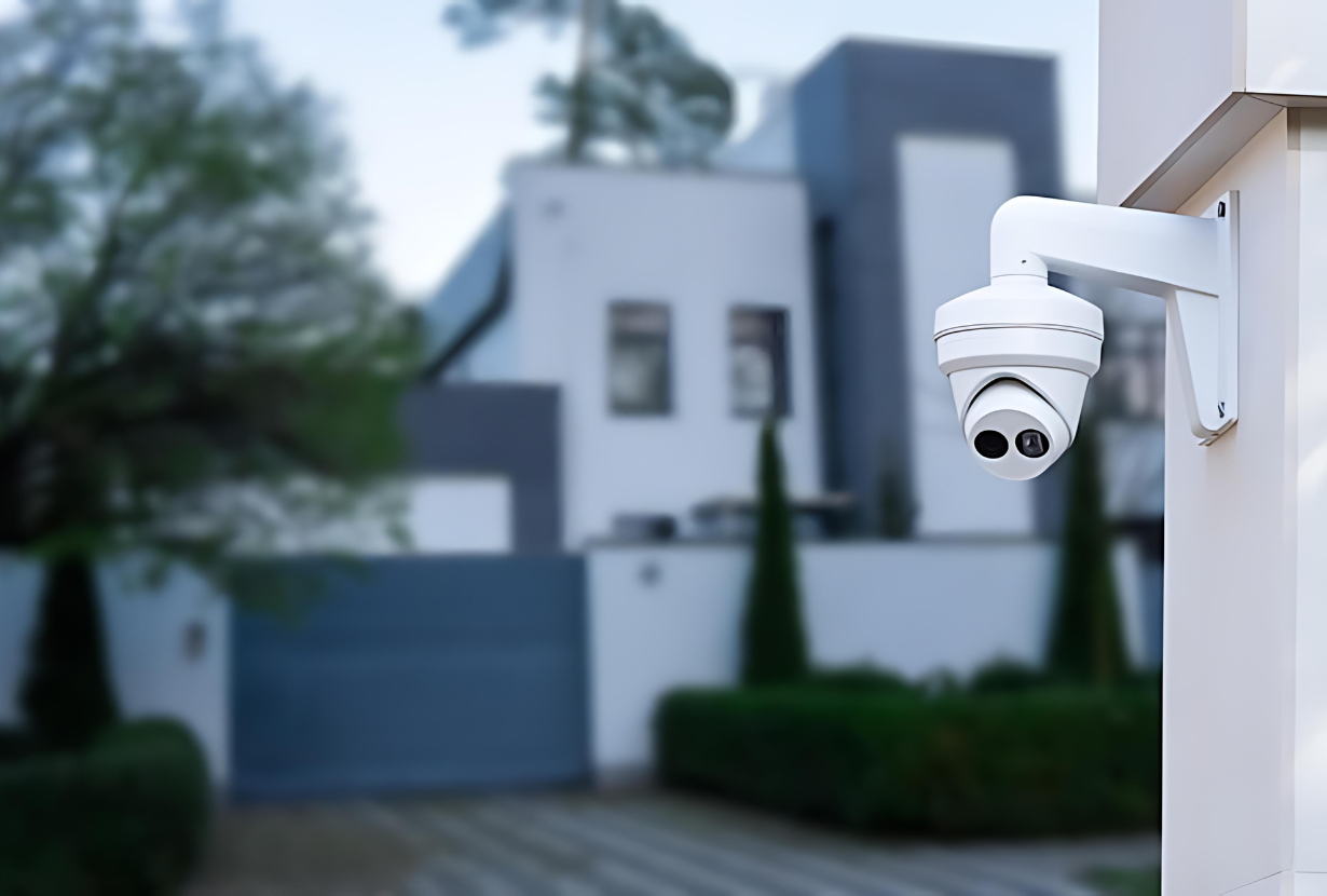 Happy family at home feeling secure